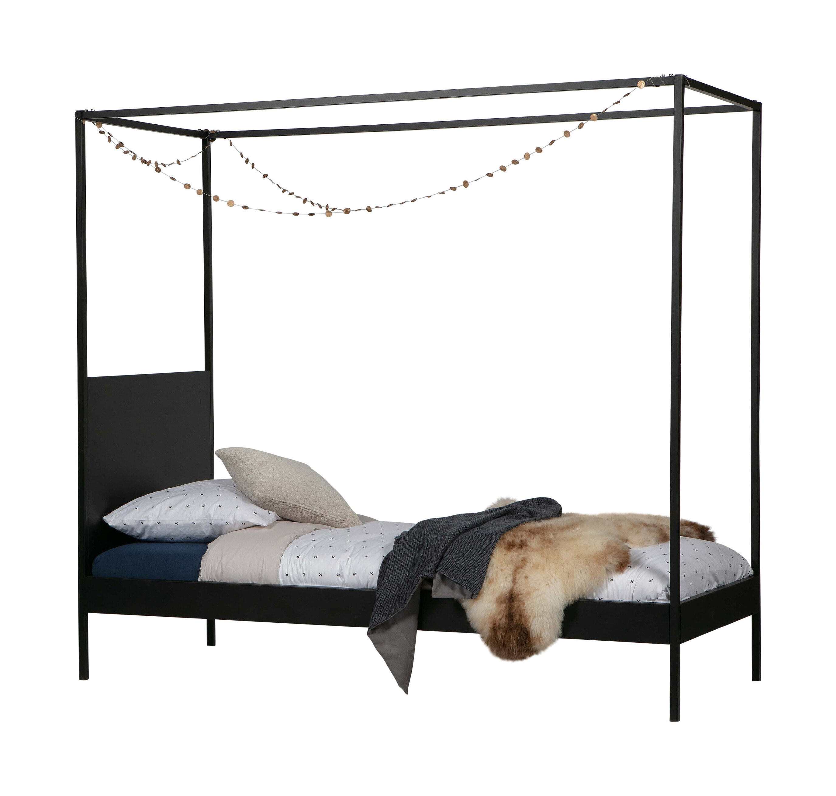 WOOOD Hemelbed Dani 90 x 200cm - Zwart