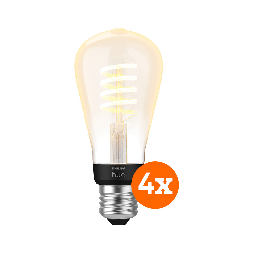 Philips Hue Filamentlamp White Ambiance Edison E27 4-pack