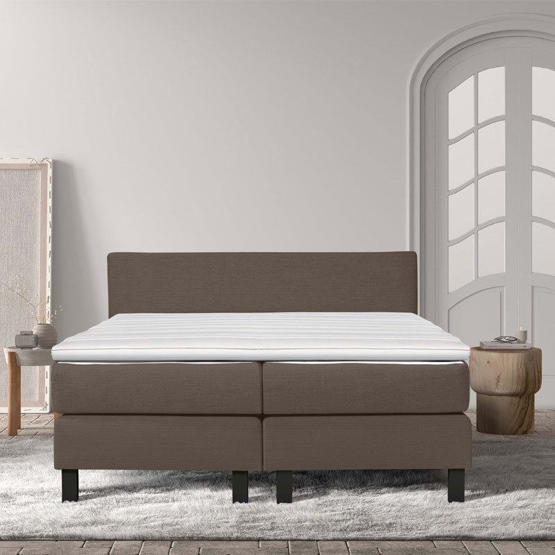 2-Persoons Boxspring Cloud Chill - Deluxe - Grijs 140x210 cm - Pocketvering - Inclusief Topper - Dekbed-Discounter.nl