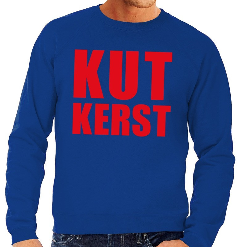 Foute kersttrui Kut Kerst blauw voor heren