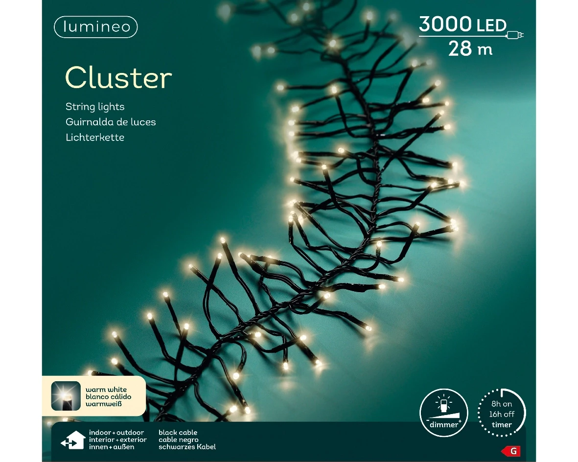 Lumineo led cluster 28m 3000led warm wit