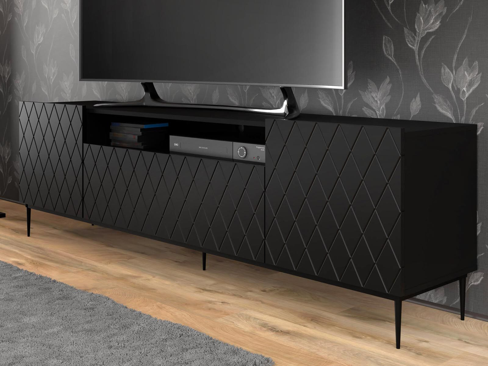 Tv-meubel DINA II 3 deuren 193 cm zwart