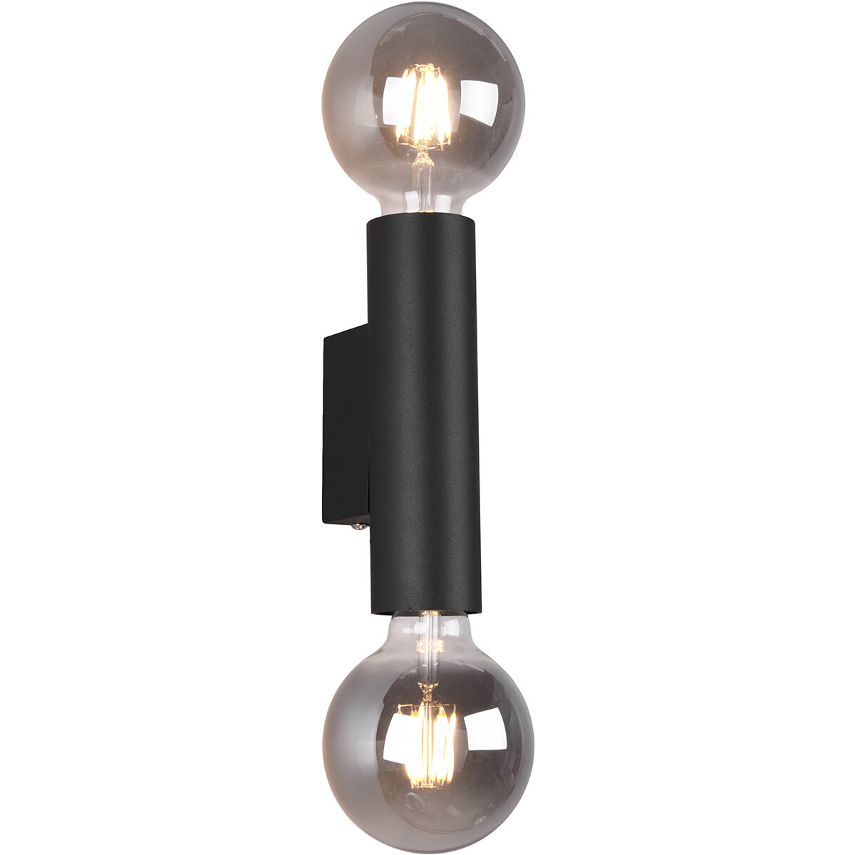 LED Wandlamp - Wandverlichting - Trion Vundon Up and Down - E27 Fitting - 2-lichts - Rond - Mat Zwart - Aluminium