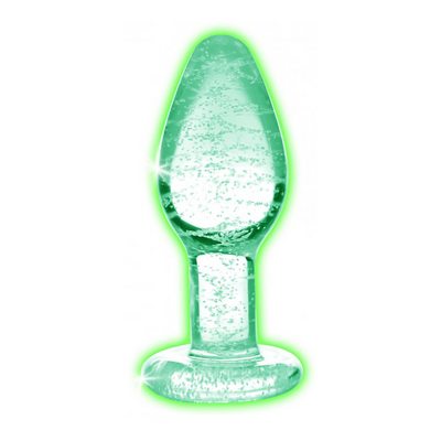 XR Brands Glow-In-The-Dark - Glass Butt Plug - Small