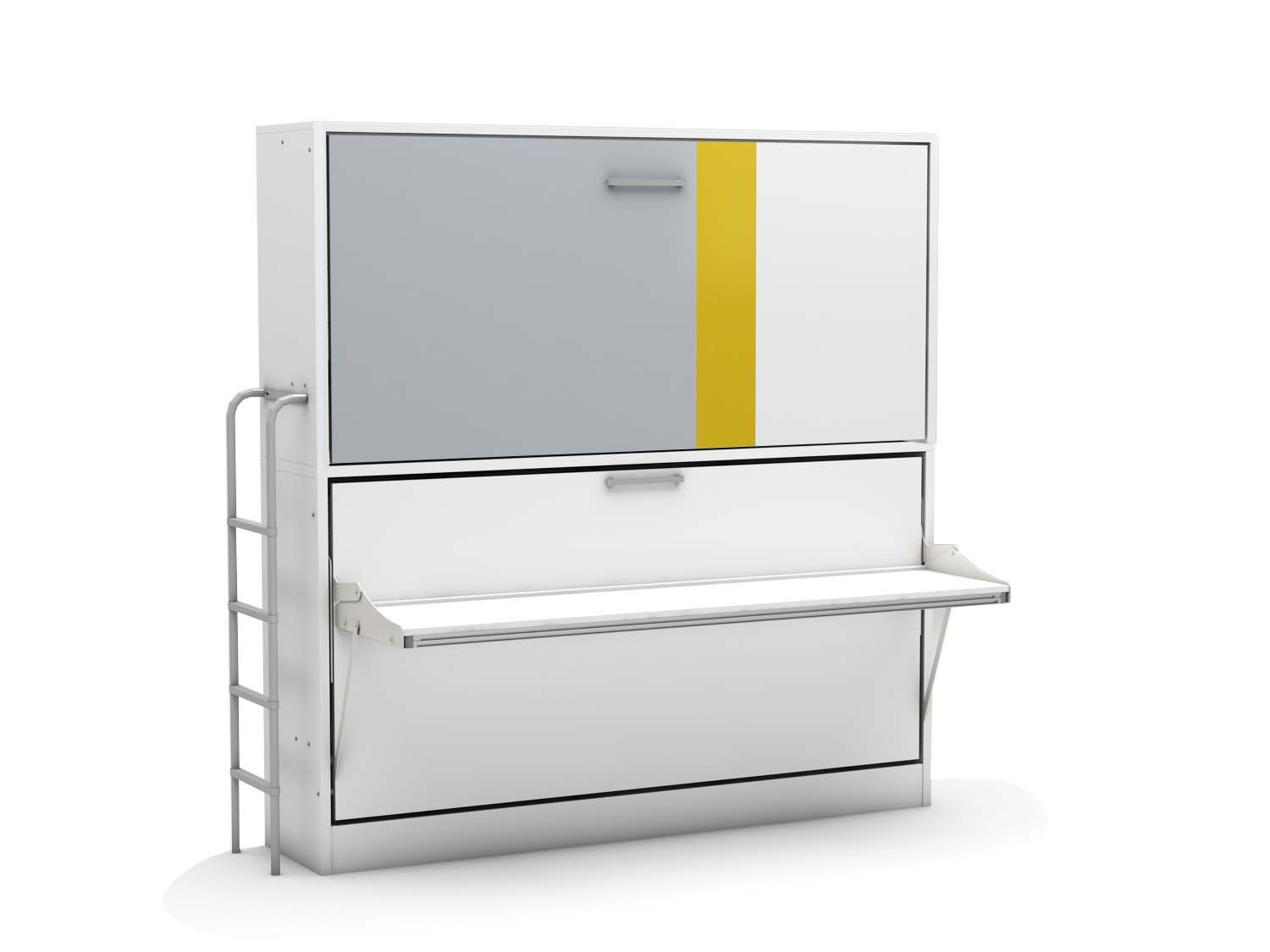 Opklap stapelbed Smart Bunk met bureau