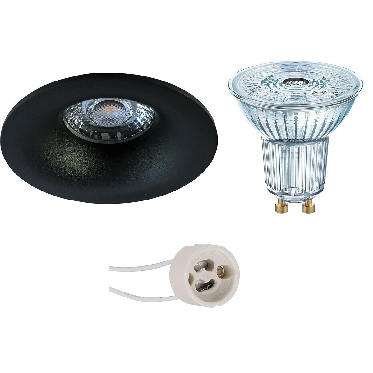 LED Spot Set - LEDVANCE Parathom PAR16 940 36D - Pragmi Nora Pro - GU10 Fitting - Dimbaar - Inbouw Rond - Mat Zwart - 3.7W - Natuurlijk Wit 4000K - Ø82mm