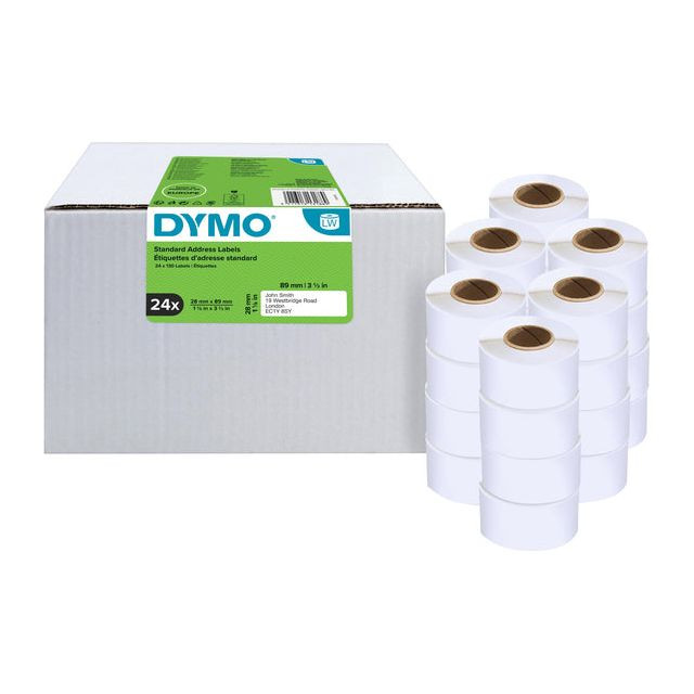 Dymo Value Pack: etiketten LabelWriter ft 89 x 28 mm, wit, doos van 24 x 130 etiketten