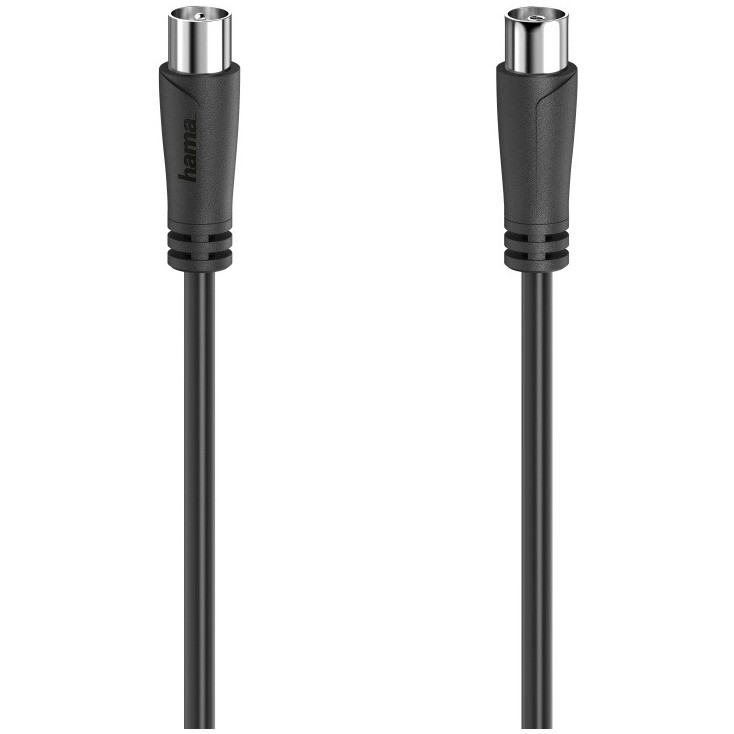 Hama Antennekabel, coax-stekker - coax-koppeling, 1,5 m, 90 dB TV accessoire Zwart