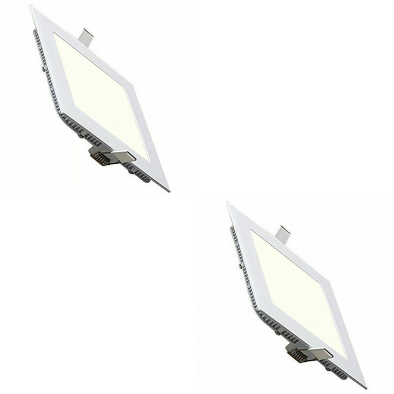 LED Downlight Slim 2 Pack - Inbouw Vierkant 15W - Natuurlijk Wit 4200K - Mat Wit Aluminium - 195mm