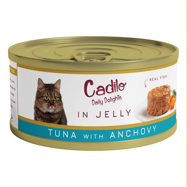 Cadilo Daily Delights - tonijn met ansjovis in gelei - natvoer kat (70 g) 4 verpakkingen (24 x 70g)