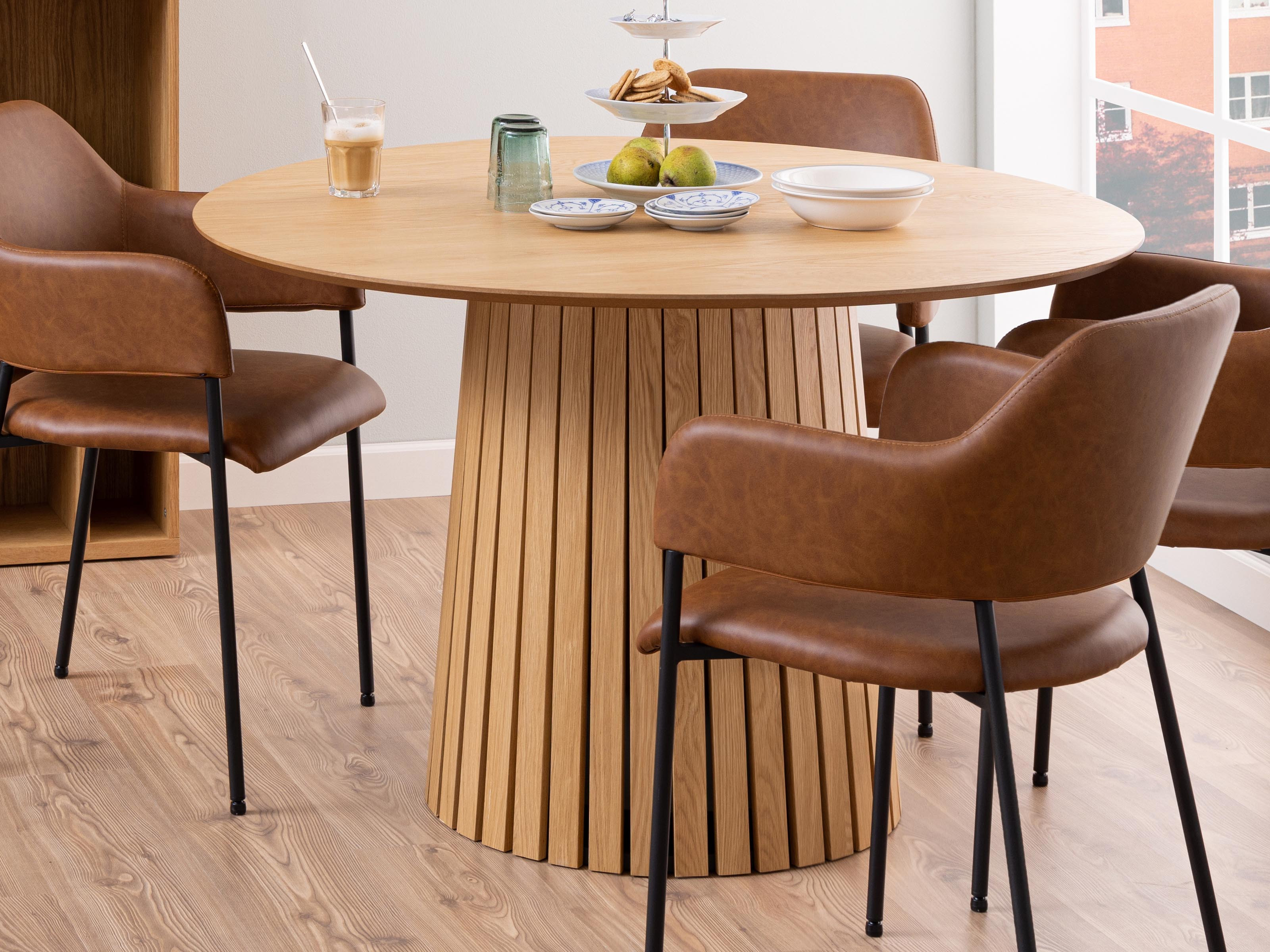 Ronde eettafel TOTO Ø120 cm bruin eik