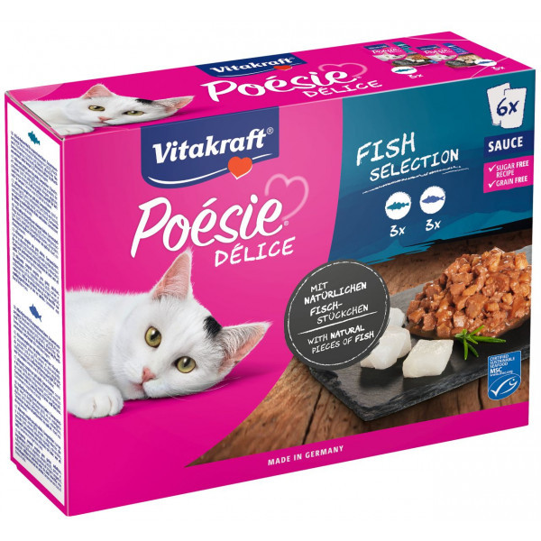 Vitakraft Poésie Délice met vis natvoer kat multipack (6 x 85 g) 1 verpakking (6 x 85 g)