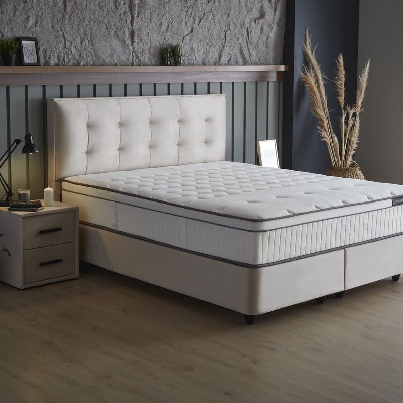 2-Persoons Boxspring met opbergruimte Modebedd - Beige - Beige 180x200 cm - Pocketvering - Inclusief Topper - Dekbed-Discounter.nl