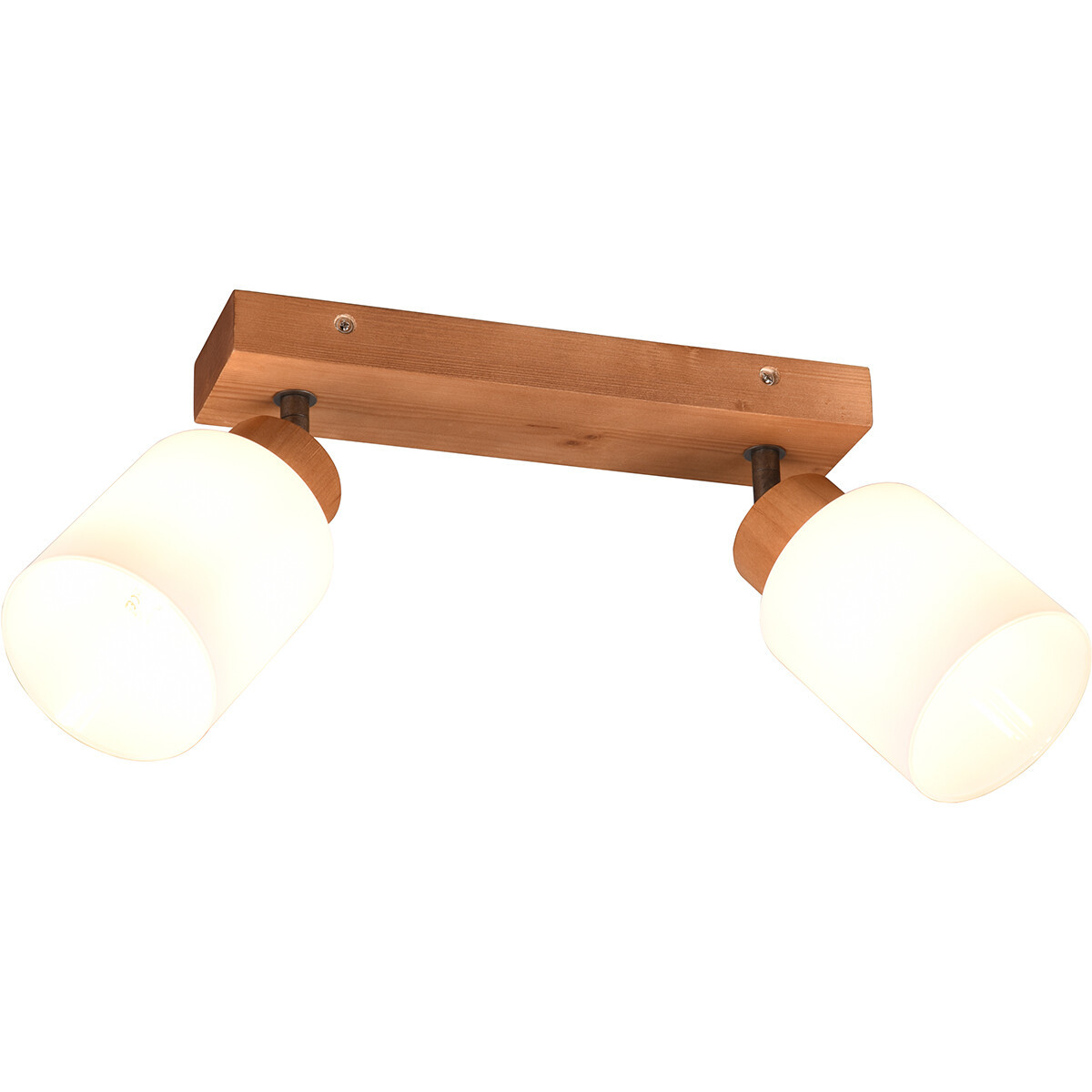 LED Plafondspot - Plafondverlichting - Trion Asmara - E14 Fitting - 2-lichts - Rechthoek - Mat Bruin - Hout