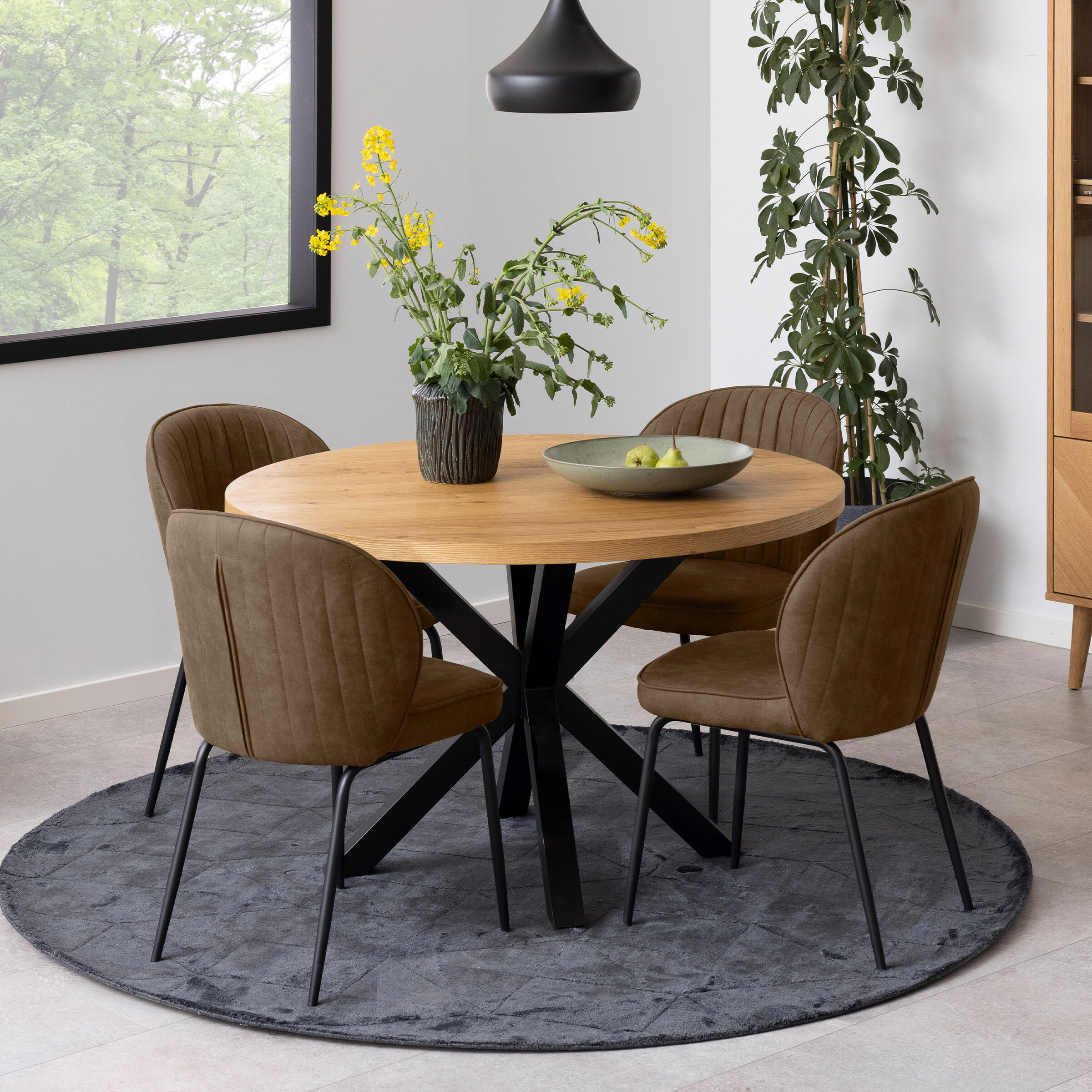 Bendt Ronde Eettafel Line Eiken, 120cm - Naturel