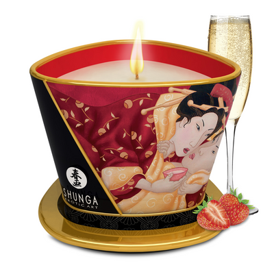 Shunga Massage Candle - Strawberry Sparkling Wine - 5.7 oz / 170 ml