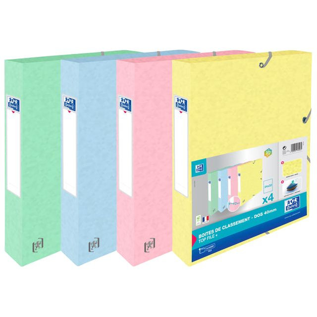 Elastobox Oxford Top File+ A4 40mm pastel assorti | 4 stuks