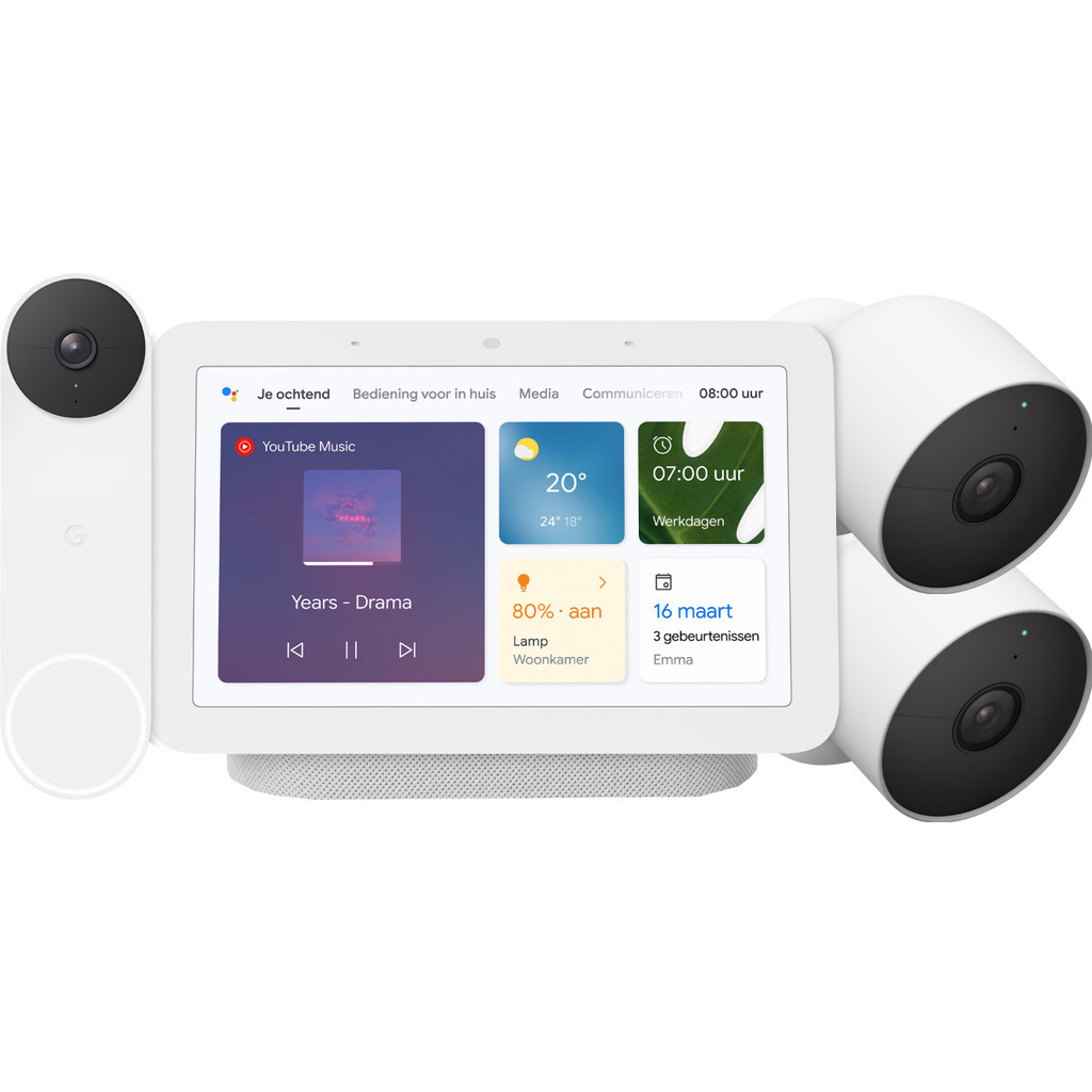 Google Nest Cam 2-pack + Nest Deurbel + Nest Hub 2