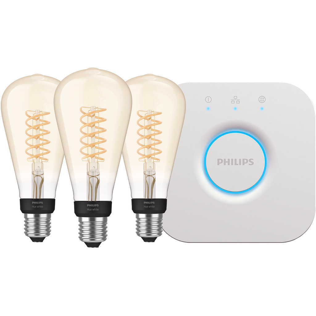 Philips Hue Filament White Edison XL 3-Pack + Bridge