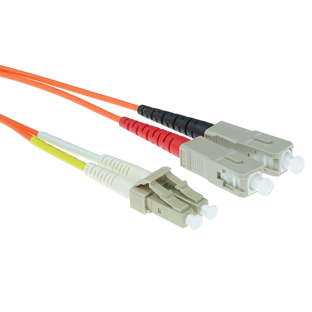 ACT RL8003 Glasvezel Duplex Patchkabel | LSZH | Multimode | 62.5/125 | OM1 | LC en SC Connectoren | 3 meter