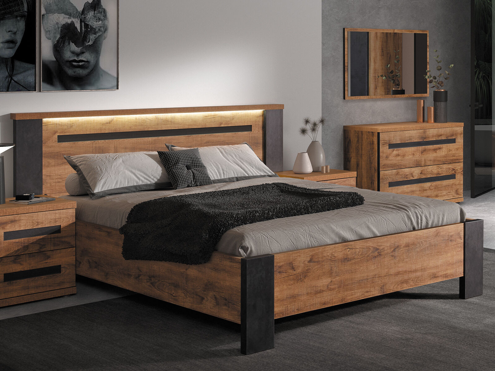 Bed PAULETTE 140x200 cm tropix hout