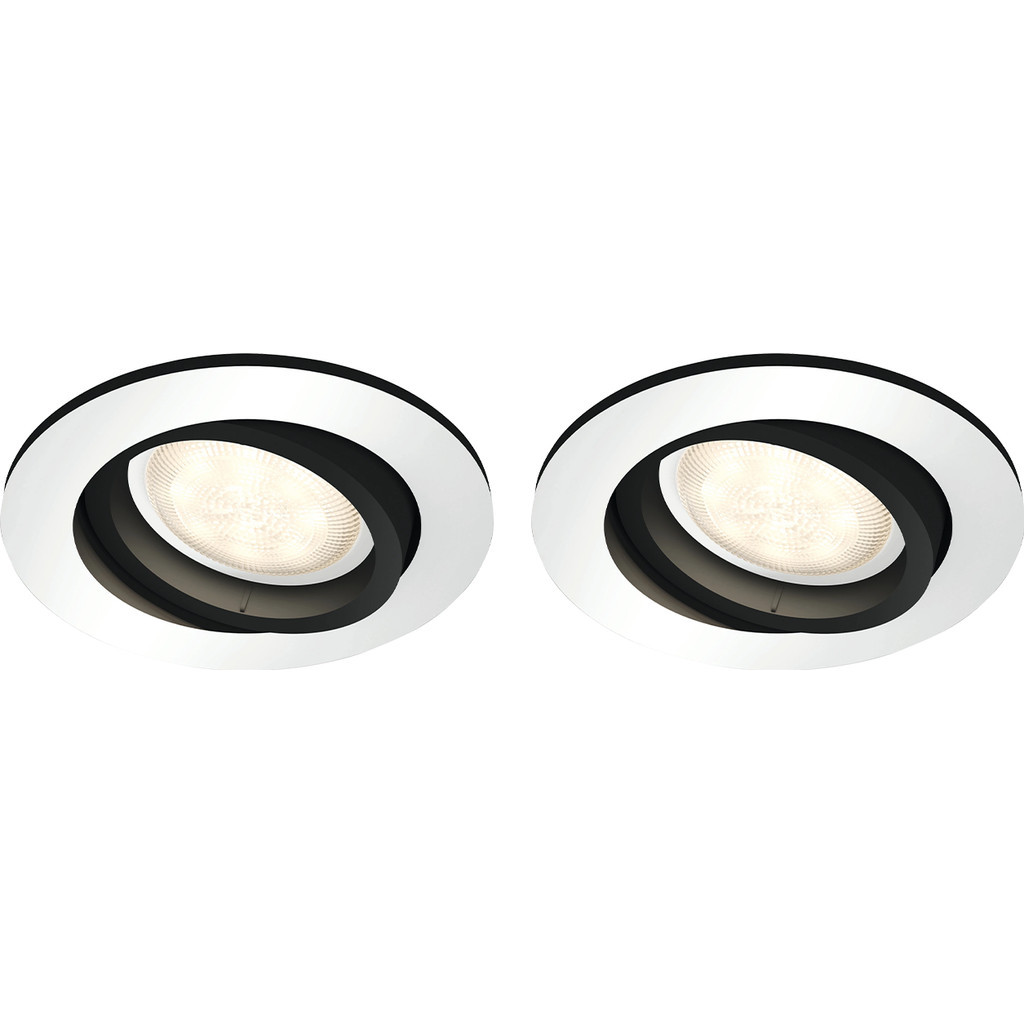 Philips Hue Milliskin inbouwspot White Ambiance rond Aluminium 2-pack