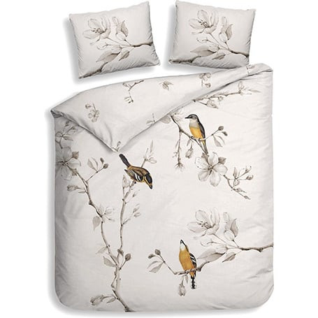 Dekbedovertrek Birdie - Lits-Jumeaux XL (260x200 cm) - Off-white Katoen - Dessin: Dieren, Natuur - Heckett Lane - Dekbed-Discounter.nl