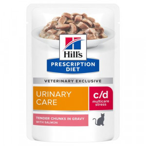 Hill&apos;s Prescription Diet C/D Multicare Stress Urinary Care met zalm maaltijdzakje multipack 4 dozen (48 x 85 g)