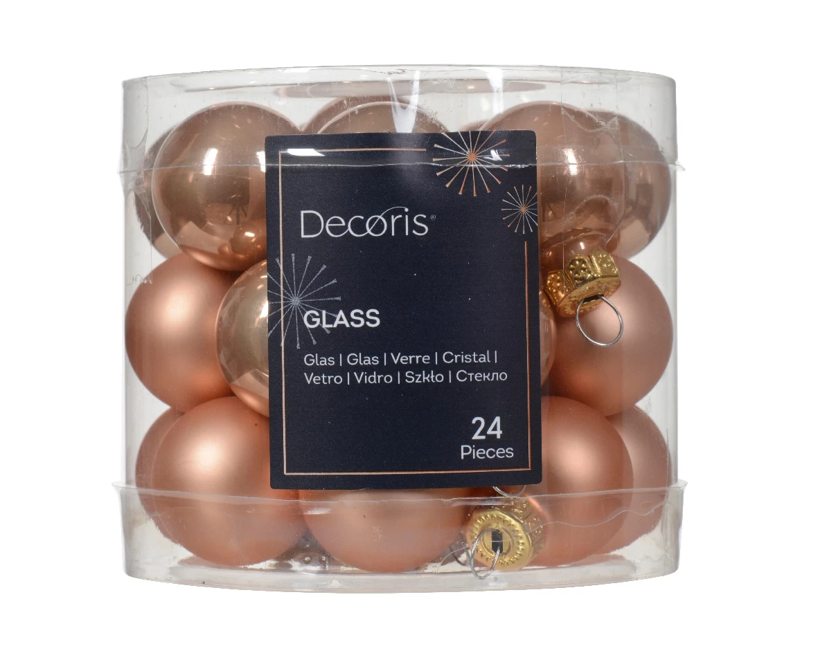 Decoris kerstballen glas 24st roze 2,5cm