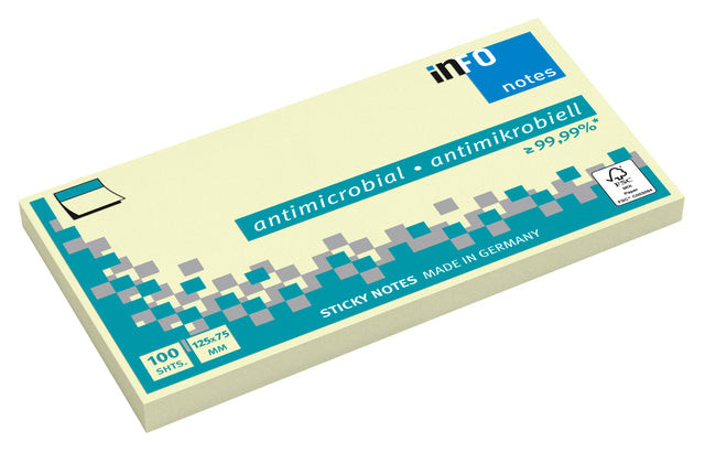 Memoblok Info Notes antimicrobiëel 125x75mm geel | 120 stuks