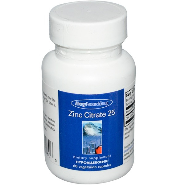 Zinc Citrate 25 60 Veggie Caps - Allergy Research Group