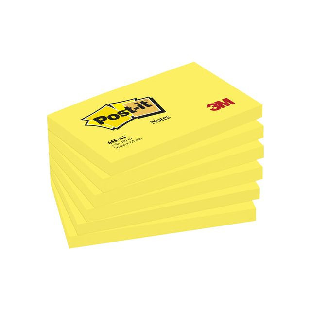 Memoblok 3M Post-it 655 76x127mm neon geel | 6 stuks