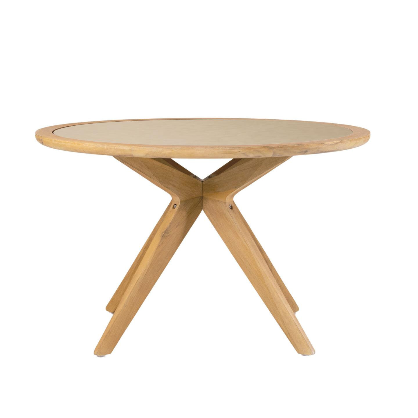 Kave Home Ronde Eettafel Julieta Massief Acacia / Polycement, 120cm - Beige