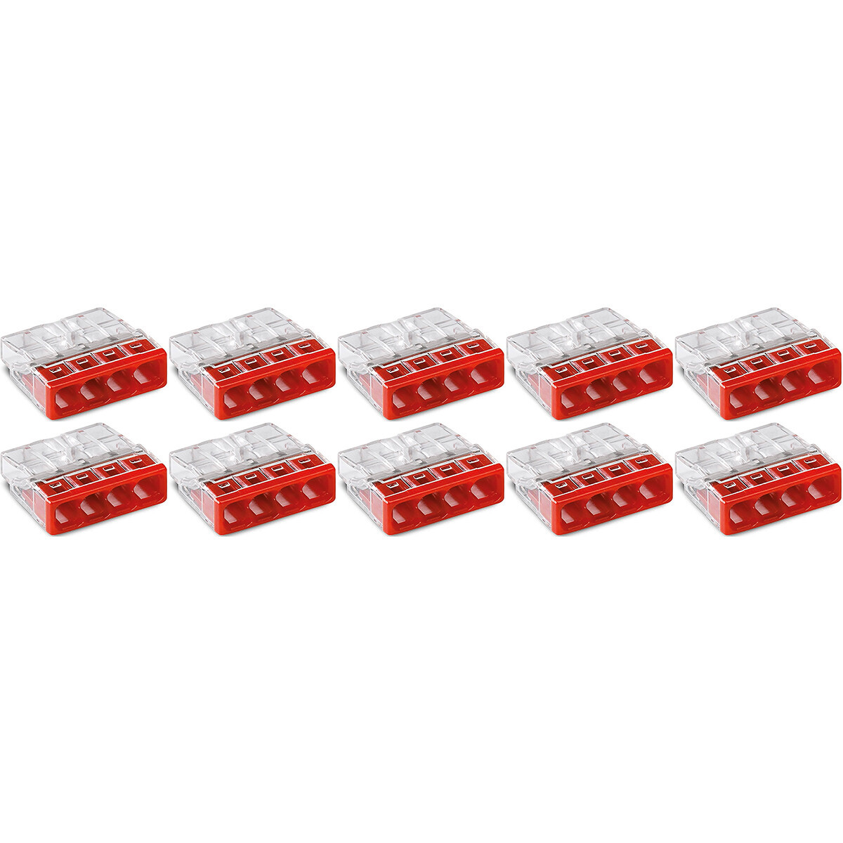 WAGO - Lasklem - 4 Polig - 0.5-2.5mm2 - Rood - 10 Stuks