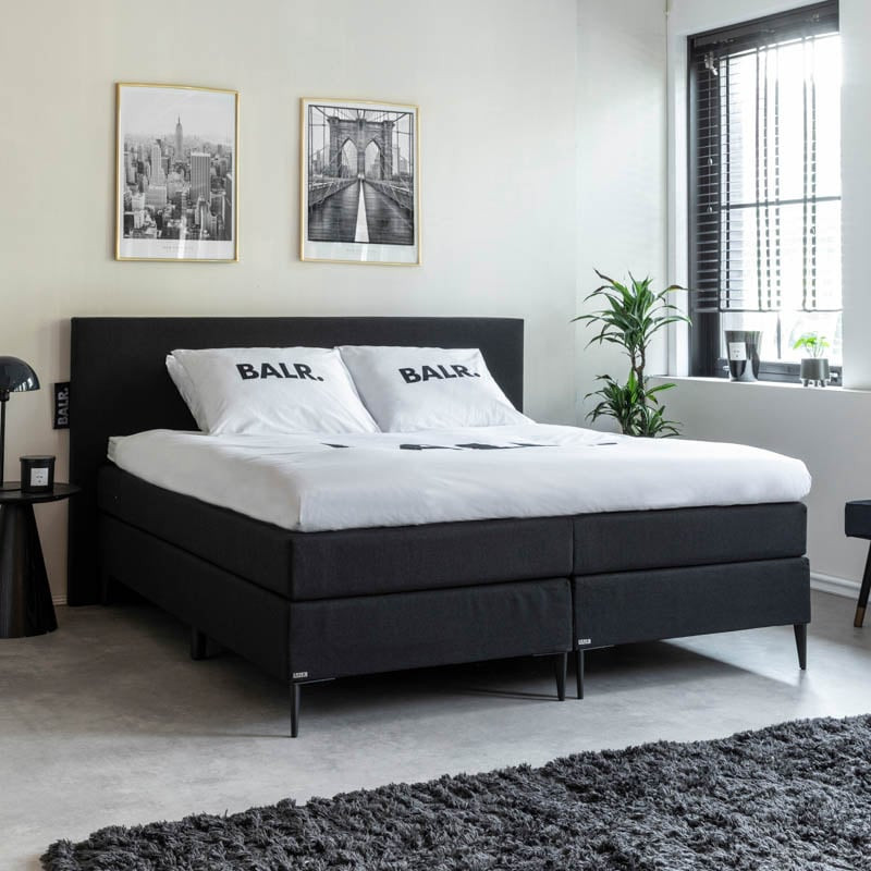 2-Persoons Boxspring BALR. Hotel - Zwart 160x210 cm - Pocketvering - Inclusief Topper - Dekbed-Discounter.nl