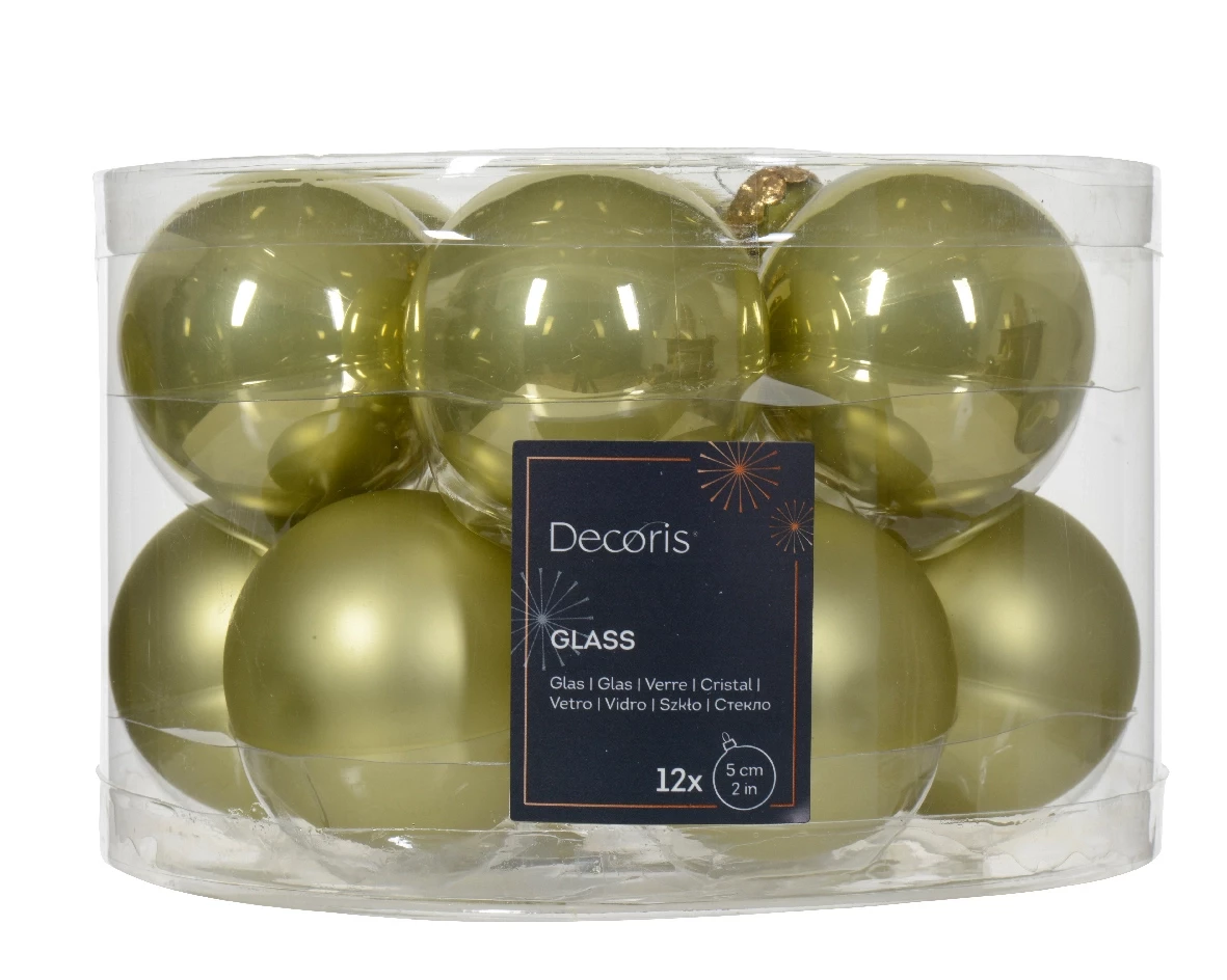 Decoris kerstballen glas 12st pistache 5cm