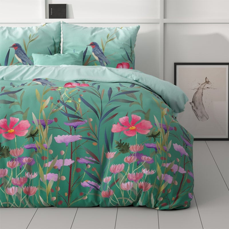 Dekbedovertrek Sherly Dekbedovertrek - Lits-Jumeaux (240x220 cm) - Groen Polyester-katoen - Dessin: - Sleeptime Elegance - Dekbed-Discounter.nl