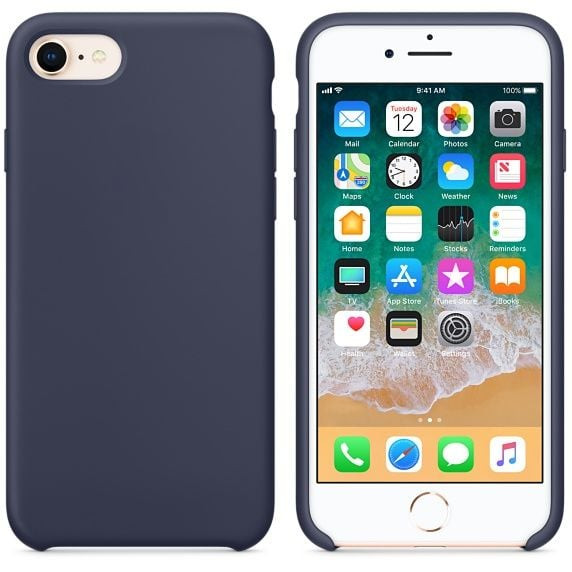 Hoogwaardige Silicone Case / Cover / Hoes voor iPhone 8 / 7 Donkerblauw (Midnight Blue)