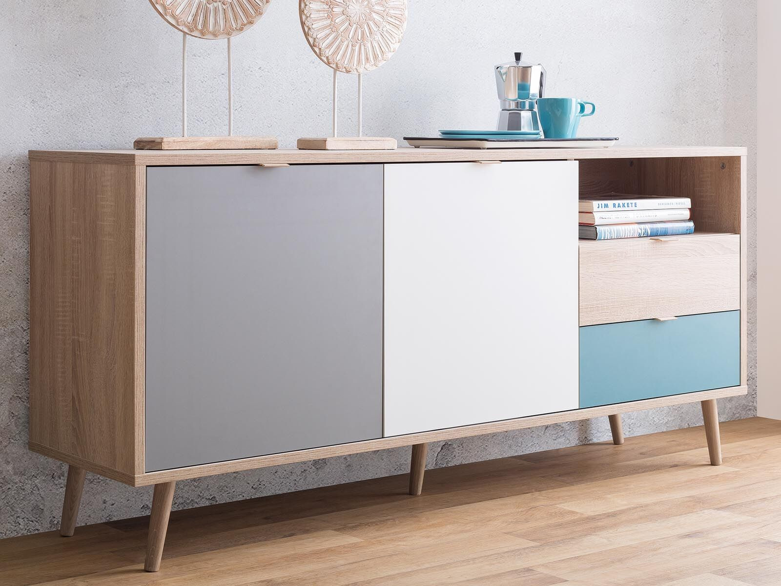 Dressoir CURACAO 2 deuren 2 lades sonoma eik/tricolore