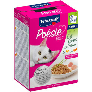 Vitakraft Poésie Petit Cat Grass Selection natvoer kat (6 x 50 g) 3 verpakkingen (18 x 50 g)