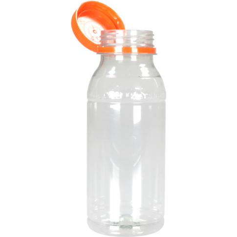 Fles | petfles | Gerecycled PET | met vaste dop | 250ml | transparant/oranje | 210 stuks