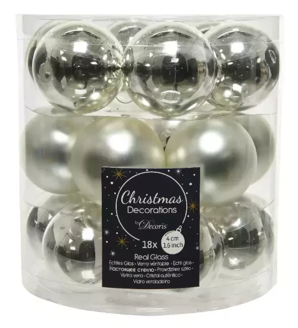 Decoris kerstballen glas zilver 4cm 18st