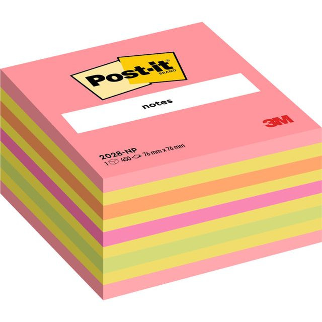 Memoblok 3M Post-it 2028 76x76mm kubus neon kleuren