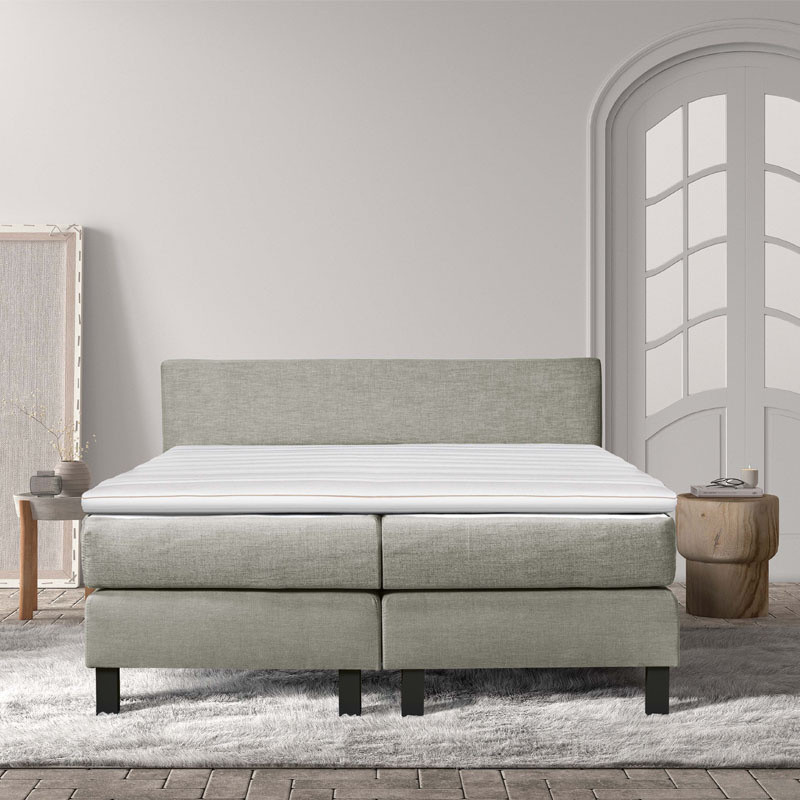 2-Persoons Boxspring Cloud Chill - Deluxe - Taupe 180x210 cm - Pocketvering - Inclusief Topper - Dekbed-Discounter.nl