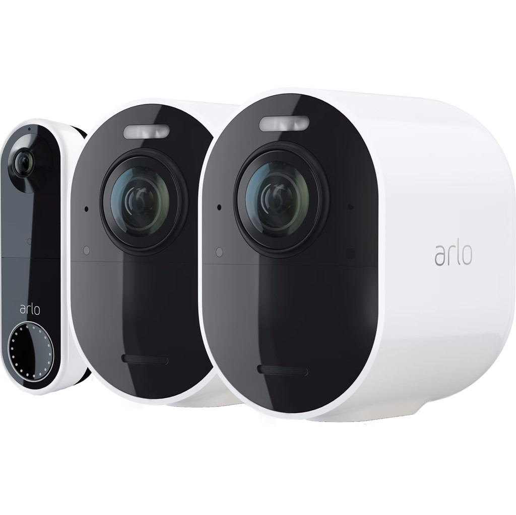 Arlo Ultra 2 Beveiligingscamera 4K Wit 2-Pack + Arlo Wire Free Video Doorbell Wit