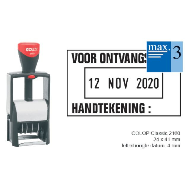 Woord-datumstempel Colop 2160 personaliseerbaar 24x41