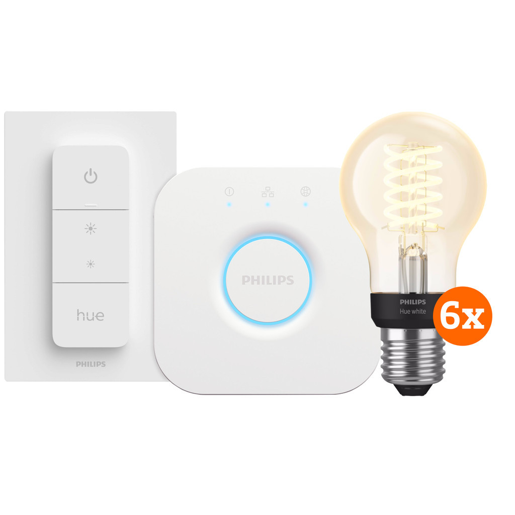 Philips Hue Filament White Standaard E27 6-Pack Startpakket