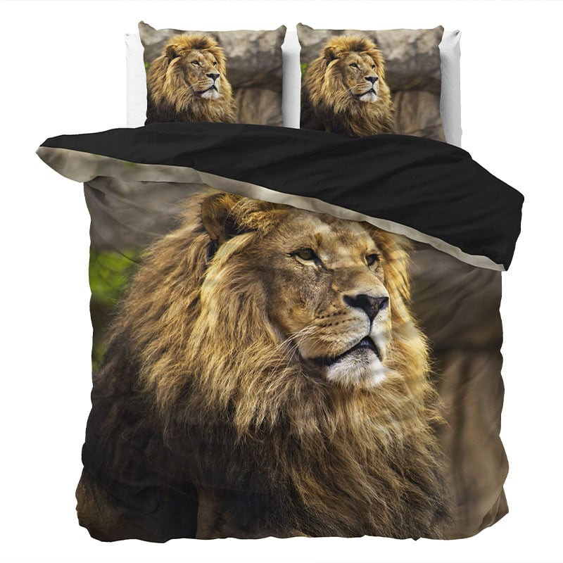 Dekbedovertrek Lion Mind - Eenpersoons (140x200 cm) - Meerkleurig Katoen - Dessin: Dieren - Sleeptime - Dekbed-Discounter.nl