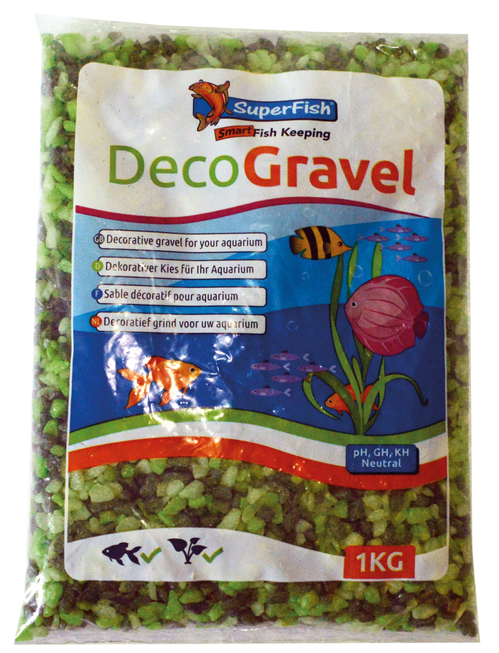 Superfish Deco Grind Mix Groen 1kg - Veilige Neon Aquarium Bodembedekking