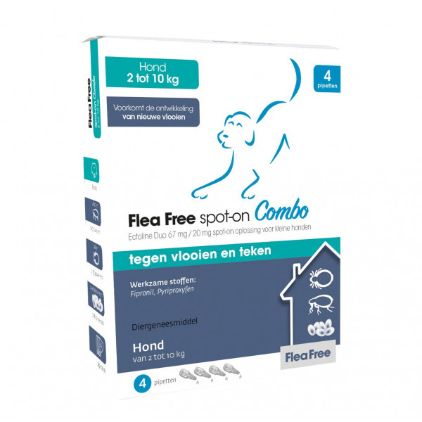 Flea Free Spot-On Combo voor honden 2 - 10 kg 2 pipetten